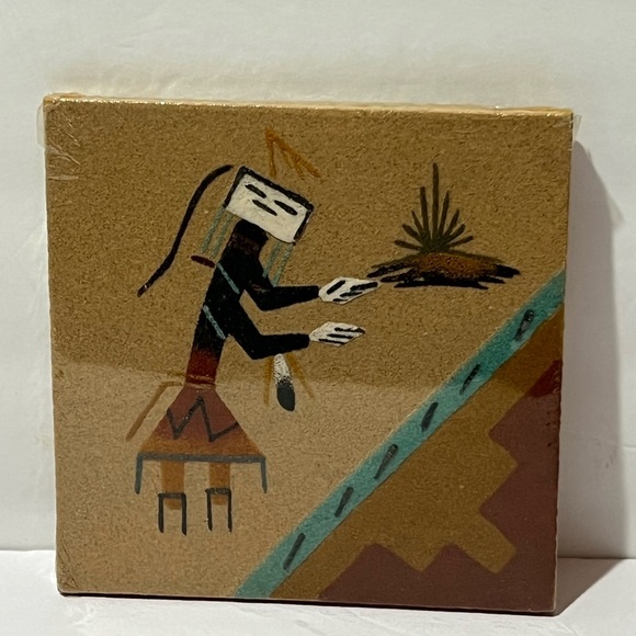Native Navajo Sand Art Painting E Yazzie Signed Kachina Southwest New Mexico NIP - Picture 1 of 9